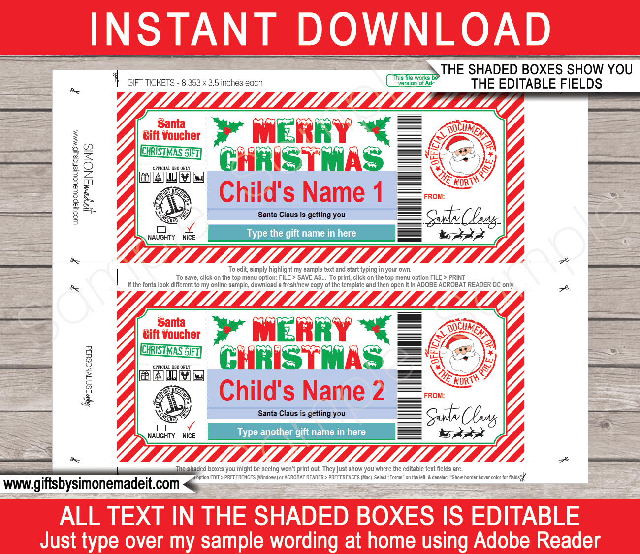 Santa Gift Voucher Christmas Voucher Template Santa Claus