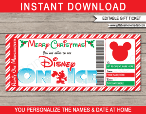 Christmas Disney on Ice Gift Ticket Template | Gift Voucher | DIY Editable Text | Surprise Last Minute Christmas Gift for kids | INSTANT DOWNLOAD via giftsbysimonemadeit.com