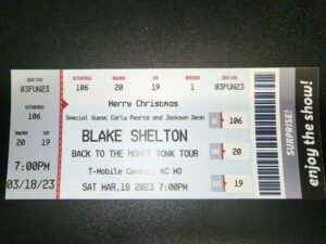 Fake Ticketmaster Concert Ticket Printable Template - Blake Shelton