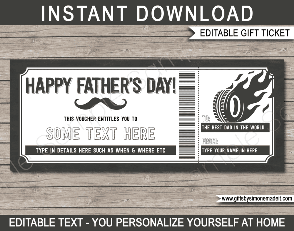 Fathers Day Car Service Coupon | Gift Idea for Dad | Editable & Printable Template