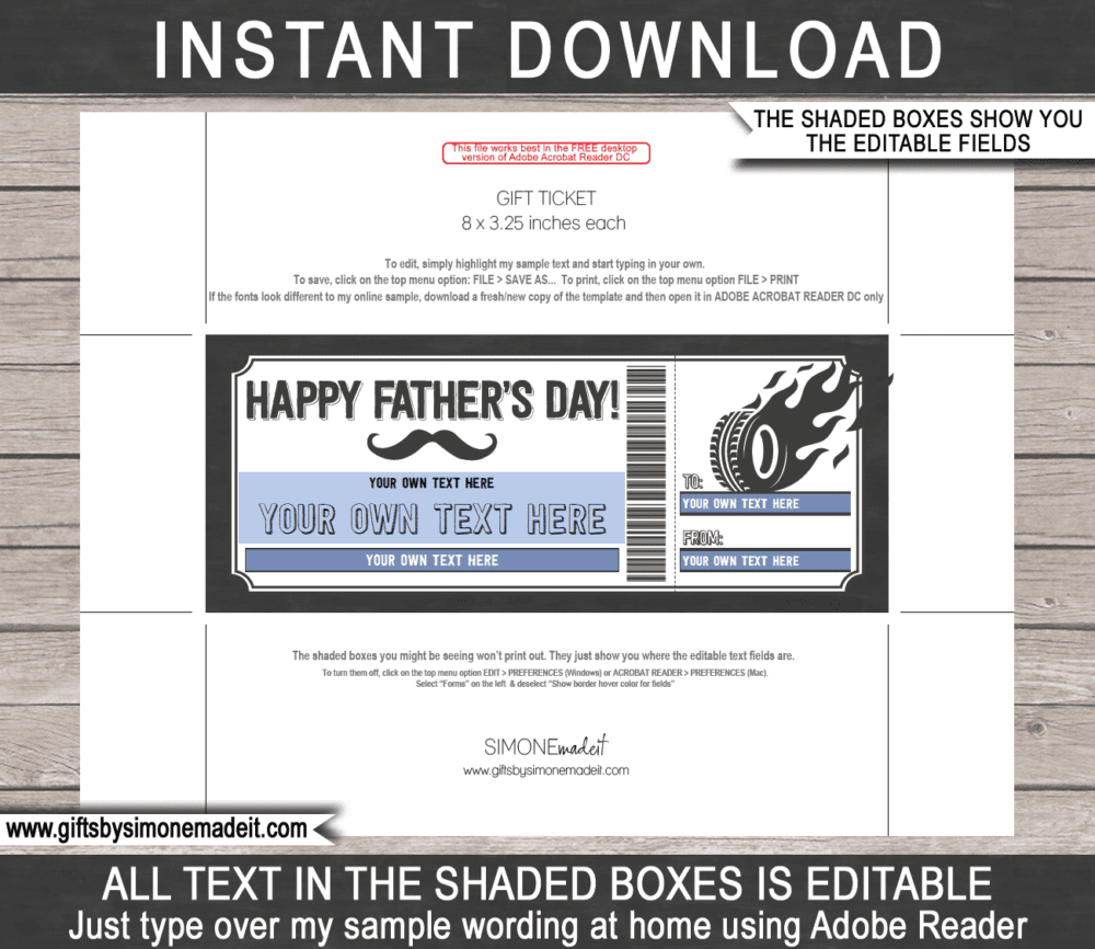 Fathers Day Car Detailing Coupon Template | Printable Gift Voucher, Certificate, Card Gift Idea for Dad | Editable Text | INSTANT DOWNLOAD via giftsbysimonemadeit.com