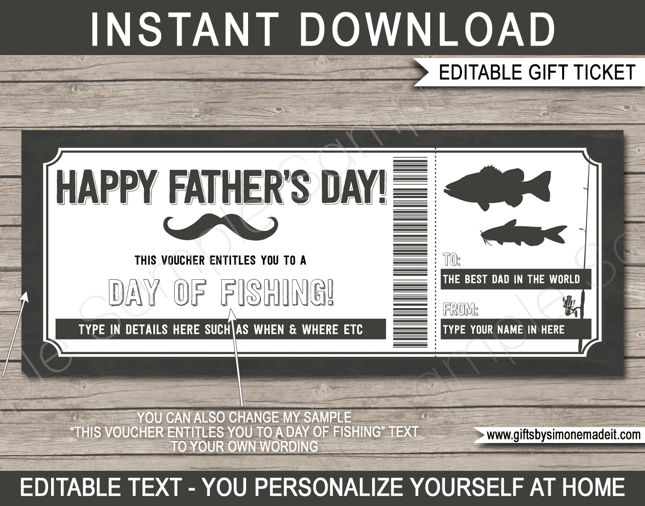 Fathers Day Fishing Trip Ticket Template