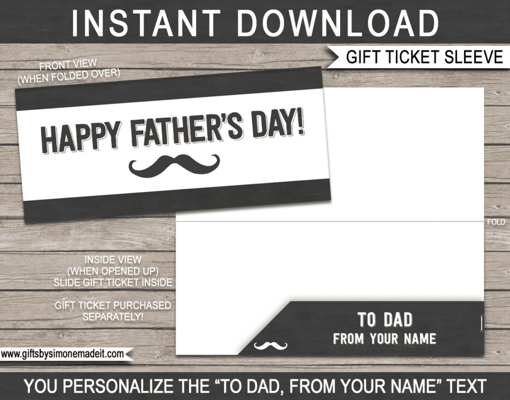 Fathers Day Coupon Holder | Ticket sleeve | Pocket