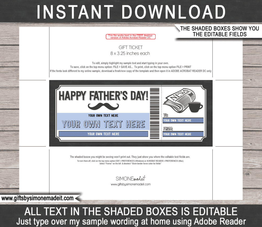 Fathers Day Relaxing Day Off Coupon Template | Printable Gift Voucher, Certificate, Card Gift Idea for Dad | Editable Text | INSTANT DOWNLOAD via giftsbysimonemadeit.com
