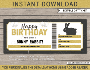 Printable Birthday Bunny Rabbit Gift Certificate Template | Pet Adoption Voucher | Surprise Rabbit | We're Getting a Bunny | Pet Sitting Services | DIY Editable text | INSTANT DOWNLOAD via giftsbysimonemadeit.com